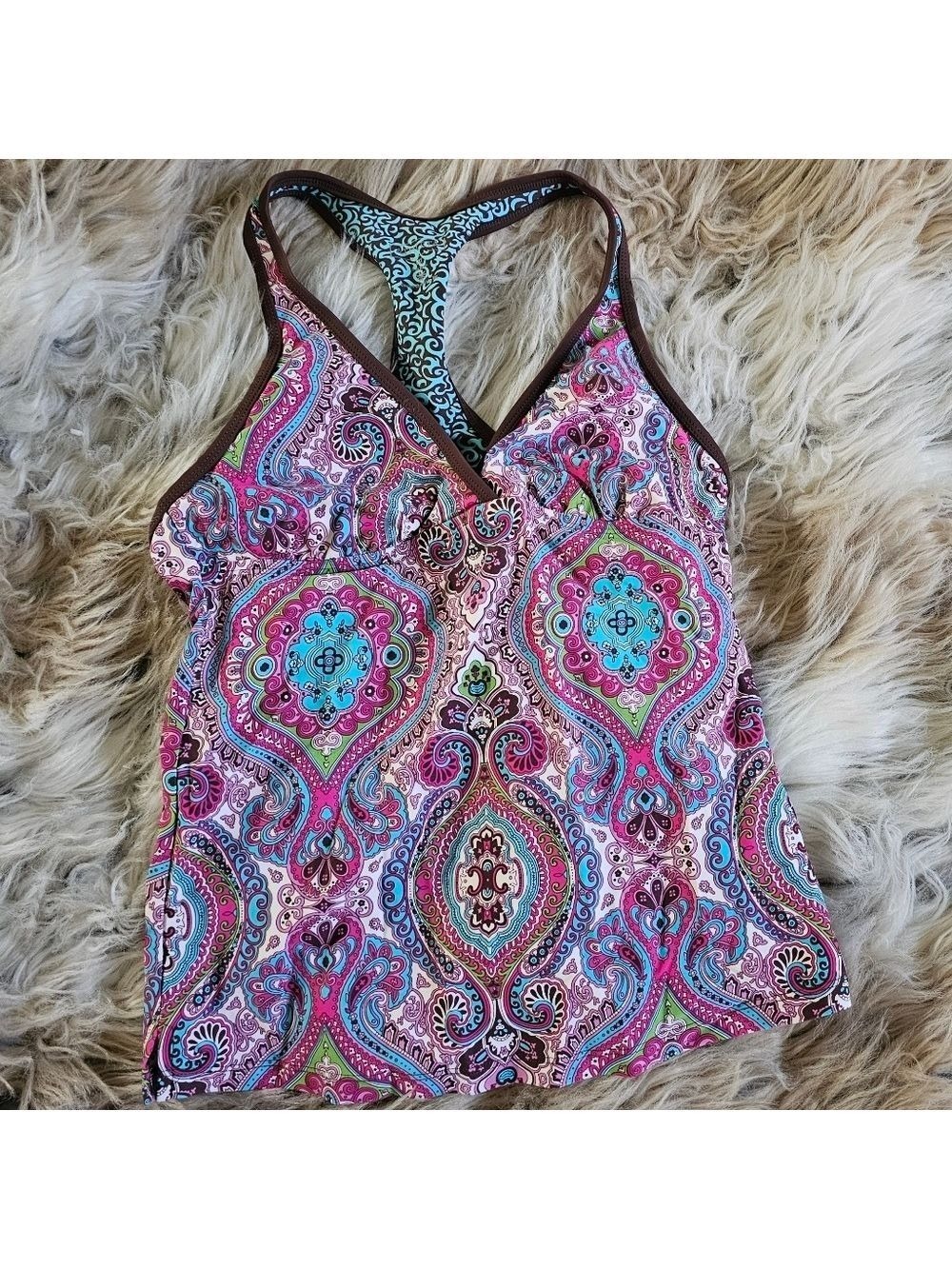 Athleta Women's Racerback Tank Top Paisley Colorful